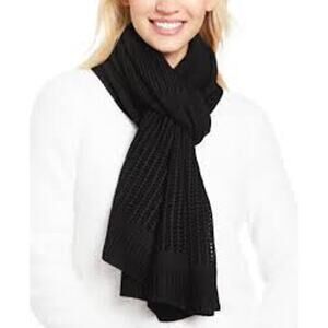 DKNY Knit Blocked Winter Warm Weather Scarf Black NWT OSFM